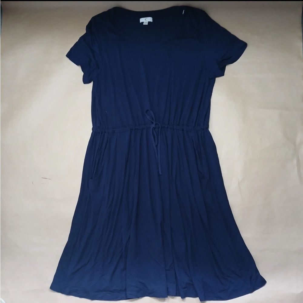 Charming Charlie Blue Knee Length Dress Pockets Elastic Waist Size L